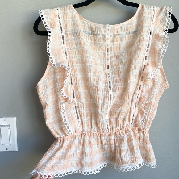 B.B Dakota Lisanne Peach Gingham Blouse - Picture 5 of 9